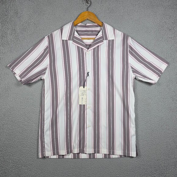 Abercrombie & Fitch Camp Shirt Mens Size Small Striped Open Collar Lightweight - Picture 1 of 12